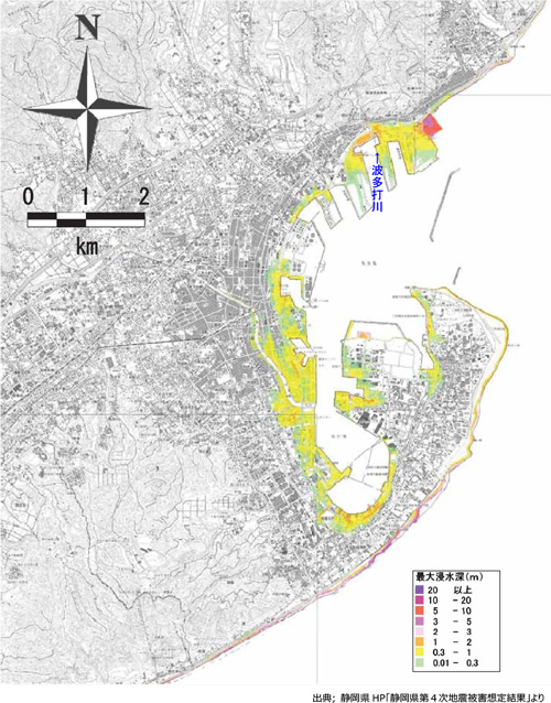 計画津波（レベル1）による浸水想定区域図【5地震総合モデル】