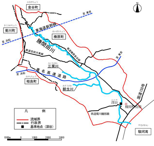 勝間田川水系流域図の画像