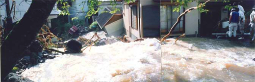 小鍋川（平成3年9月洪水の被災状況）の写真