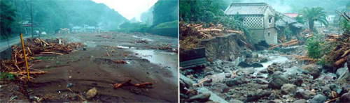 谷津地区（平成3年9月洪水の被災状況）の写真