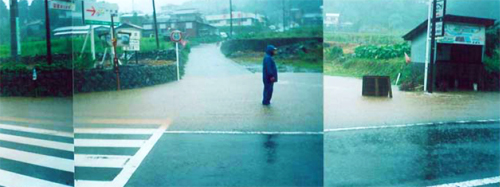 河津川・筏場付近（平成3年9月洪水の被災状況）の写真