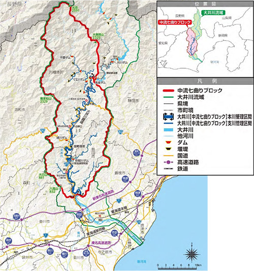 大井川水系中流七曲りブロック流域図