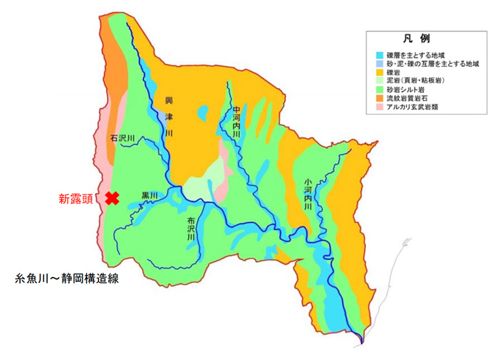 興津川流域 地質図