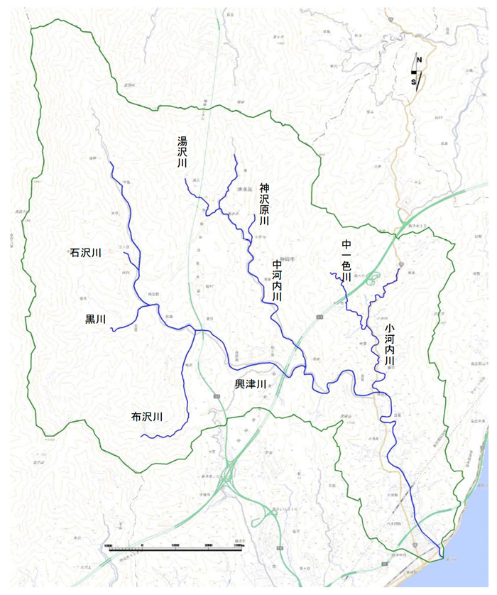 興津川県管理河川位置図