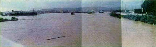 昭和49年葉梨川被害状況の写真