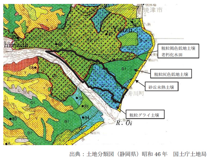 図2-1-9 志太田中川水系の土壌図