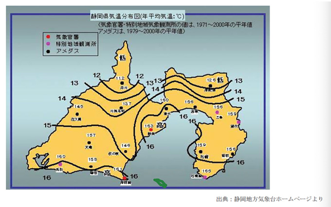図2-1-14 静岡県気温分布図