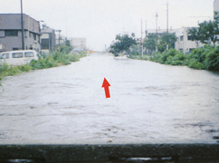 平成元年7月29日の出水状況の写真