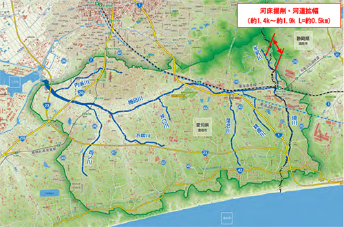 半尻川工事施行区間位置図